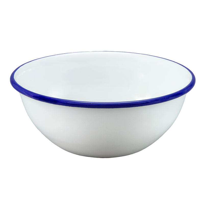 Enamel Cereal Bowl - White & Blue 14cm