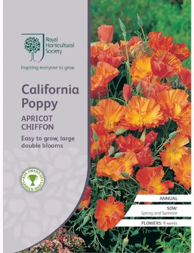 RHS Seeds - Californain Poppy Apricot Chiffon